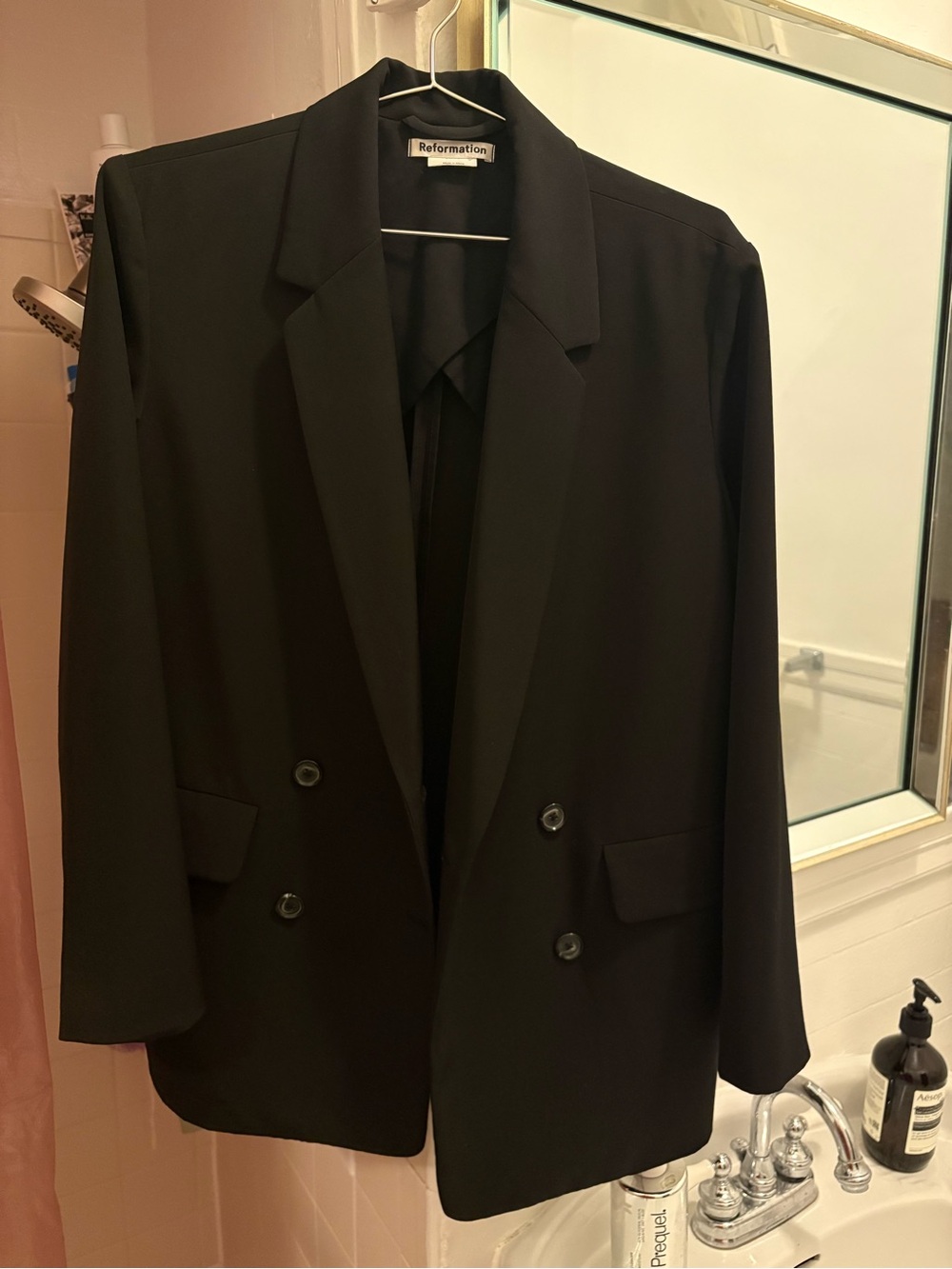 Reformation Black Double-Breasted Blazer